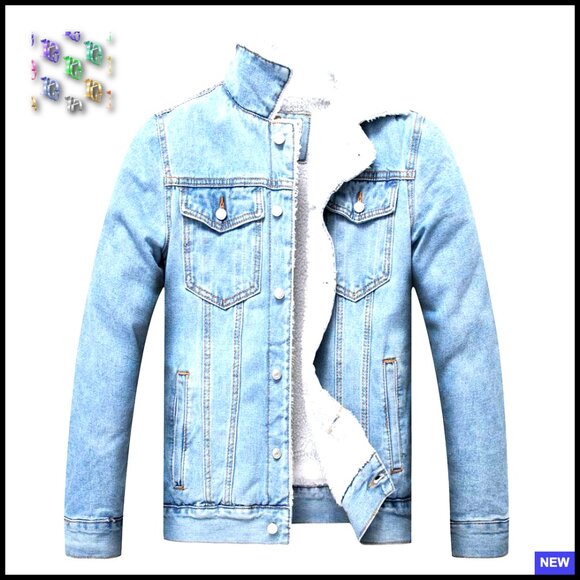 Men's Sherpa Lined Denim Jacket Fleece Trucker Winter Coat Classic Street Style